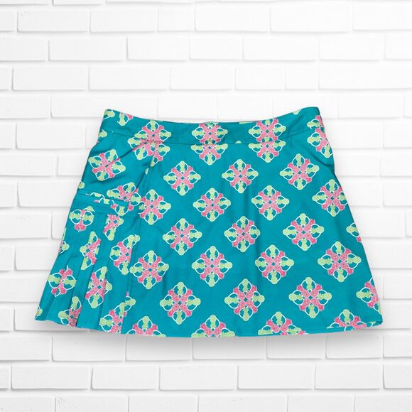 Crown & Ivy Golf Skort 12 Turquoise Pineapple Pocket Shorts Skirt Cruise Preppy - Picture 2 of 10